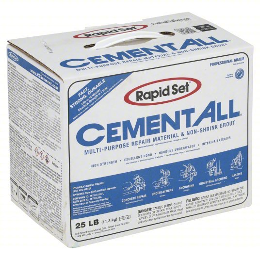 Rapid Set GRA-RSCA-25 Concrete Repair Compound Cement, 25 lb Container Size, Box, Gray