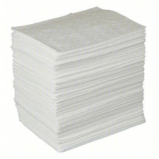 Brady SPC BPO200 Sorbents, 34 gal/pk, 21 oz/pad, Oil Absorbed, White, Polypropylene, 200 PK