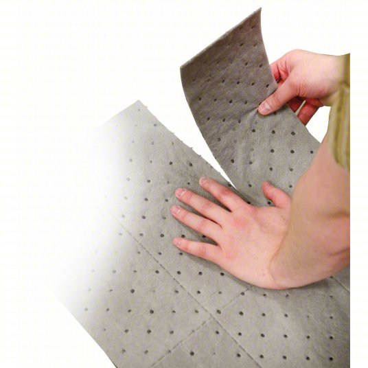 Brady HT153 Absorbent Roll 32 gal, 15 in x 15 in Perforated Size, Bale, Gray, Spunbond