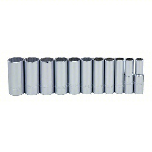 Proto J54104 Socket Set 1/2 in Drive Size, 11 Pieces, 1/2 in to 1 1/8 in Socket Size Range, (21) 12-Point