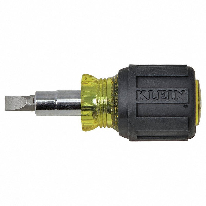 Klein 32561 Multi-Bit Screwdriver: #1/1/4 in/#2/3/16 in/5/16 in Tip Size, 4 Tips, Quick Change