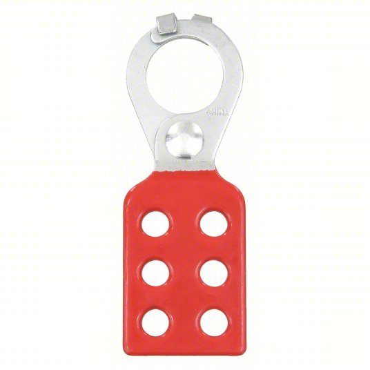 Brady 105718 Lockout Hasp Pry-Resistant Hasp, 1 in Opening Size, Red, 6 Padlocks