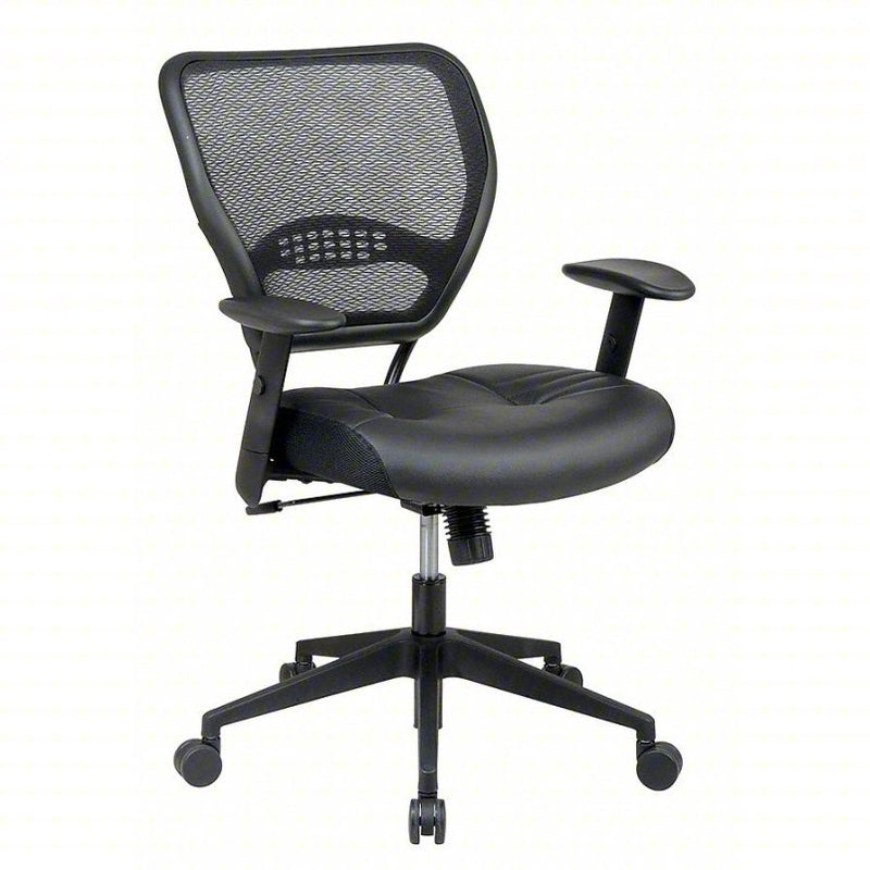 Office Star 5700E Desk Chair Adj Arm, Black, Mesh, 250 lb Wt Capacity, 19 in to 23 in Nom. Seat Ht. Range