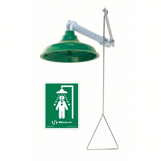 Haws 8122 Plumbed Shower Wall Mnt, Plastic Sprayhead, Galvanized Steel Pipe, Green, 1 in NPT Female