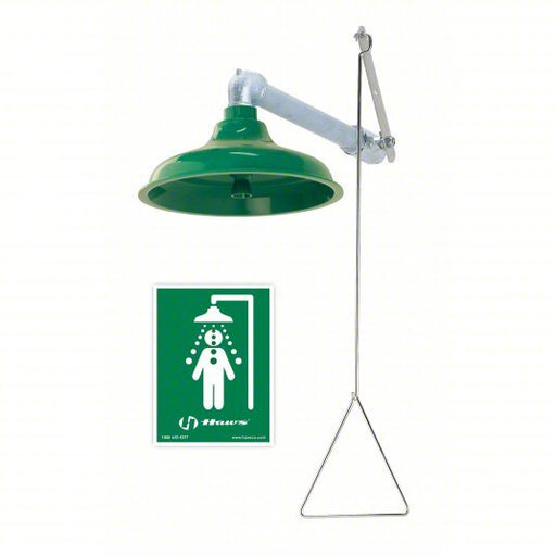 Haws 8122 Plumbed Shower Wall Mnt, Plastic Sprayhead, Galvanized Steel Pipe, Green, 1 in NPT Female