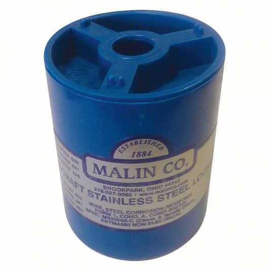 Malin 34-0510-1BLC Stainless Steel Lockwire, Canister, 0.051 Dia, 143 ft.