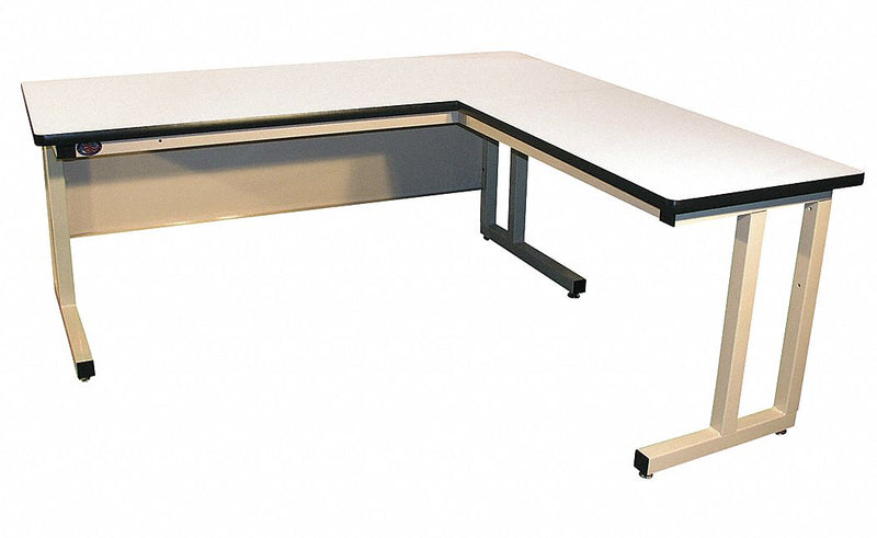 Pro-Line CHDL7272C-H11 L-Shaped Workbench, 72 in x 30 in, Laminate Top, 750 lb Cap, Cantilever Leg, Beige, Fixed Height