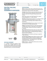 Hobart FD4/150+BUILDUP Disposer Basic Unit Only 1-1/2 HP