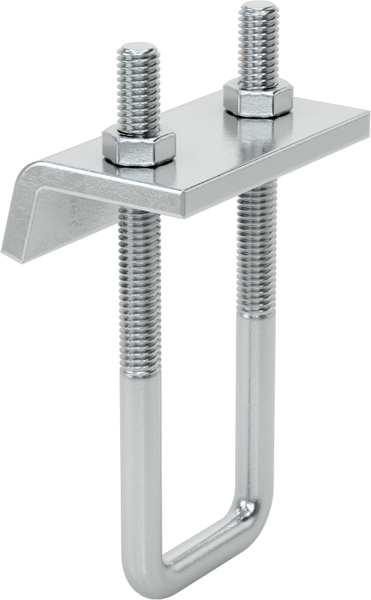 McMaster 2936T81 Galvanized Steel U-Bolt, with Mounting Plate, 5/16"-18 Thread Size, 2-1/2" ID