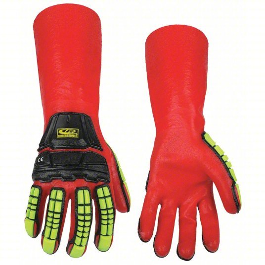 Ansell 074-08 R-Chem Chemical, Impact Glove,Short Cuff,35cm,S ANSI/ISEA Cut Level A3, 1.7 mil Glove Thick, 1 PR