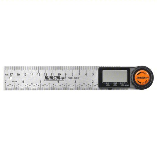 Johnson 1888-0700 Digital Angle Finder 0°to 360°, Included, 7 in x 1 3/8 in, LCD, Batteries Included