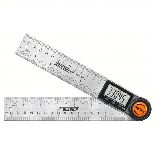Johnson 1888-0700 Digital Angle Finder 0°to 360°, Included, 7 in x 1 3/8 in, LCD, Batteries Included