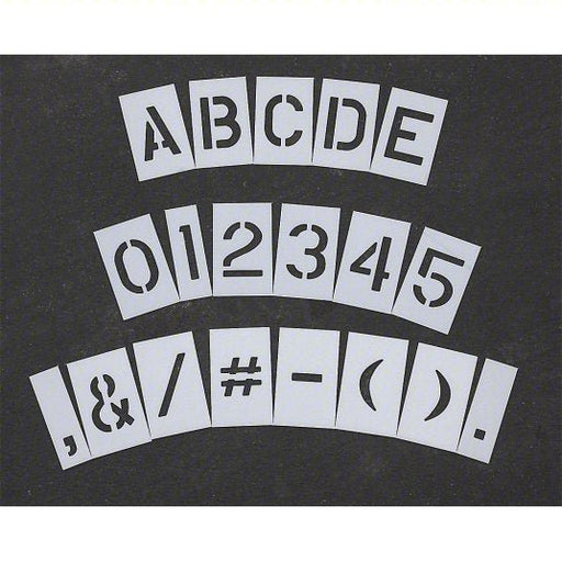 RAE STL-108-8108 Pavement Stencil 0 to 9/A to Z/Punctuation, 10 in Character Ht, 6 in Character Wd, Polyethylene