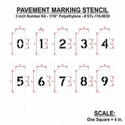RAE STL-116-8030 Pavement Stencil 0 to 9/Blanks, 3 in Character Ht, 2 in Character Wd, Polyethylene
