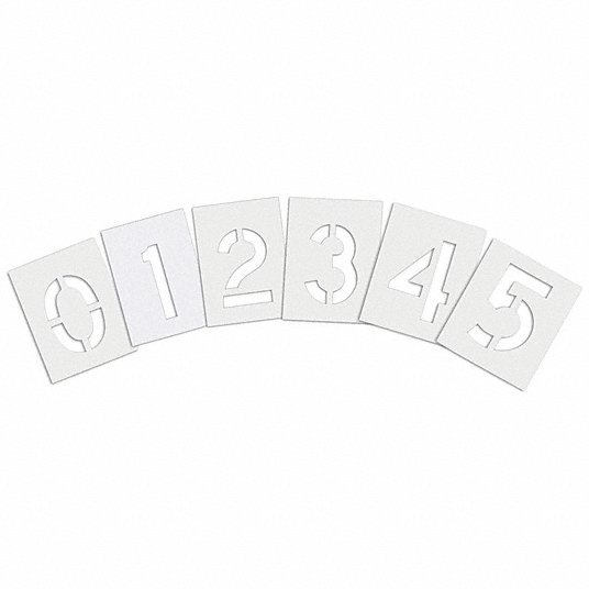RAE STL-116-8030 Pavement Stencil 0 to 9/Blanks, 3 in Character Ht, 2 in Character Wd, Polyethylene