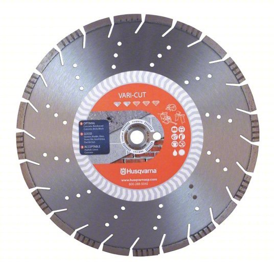 Husqvarna Vari-Cut S45 16 Diamond Saw Blade 16 in Blade Dia., 1 in Arbor Size, Wet/Dry, Good, Segmented