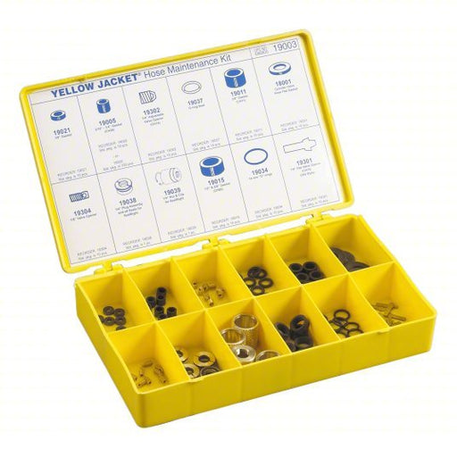 Yellow Jacket 19003 Hose Maintenance Kit 11 in Lg, Input 1/4 in Male Flare Right - Hand, A2L Compatible - Redwood.KV809JP1