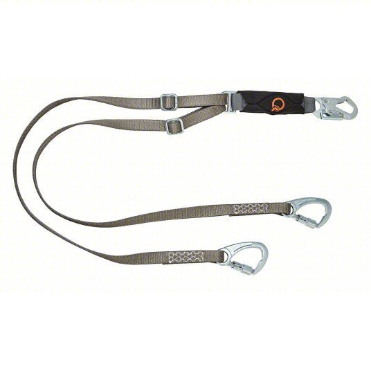 MSA 10193941 Shock-Absorbing Lanyard: Shock Pack, Steel Tie-Back, Steel Snap Hook, 310 lb Capacity, 2 Legs