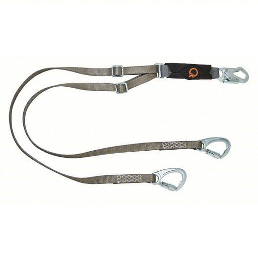 MSA 10193941 Shock-Absorbing Lanyard: Shock Pack, Steel Tie-Back, Steel Snap Hook, 310 lb Capacity, 2 Legs