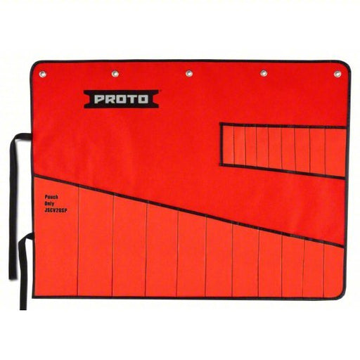 Proto JSCV20SP Wrench Roll Red, 20 Pockets, 16 in Overall Ht, 22 in Overall Lg, Canvas, Tie Strap,