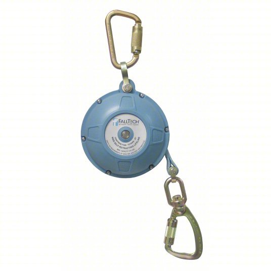 Falltech 7276BWR Self-Retracting Lifeline Steel Carabiner Anchor, Harness Aluminum Carabiner, 20 ft Line