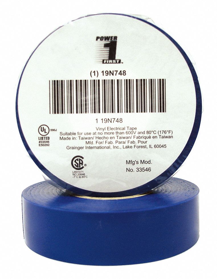 Approved Vendor 19N748 Vinyl Electrical Tape Blue