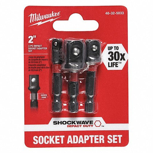 Milwaukee 48-32-5033 Impact Hex Shank Socket Adapter Set, 1/4 in Drive, Black Oxide, 3-Piece