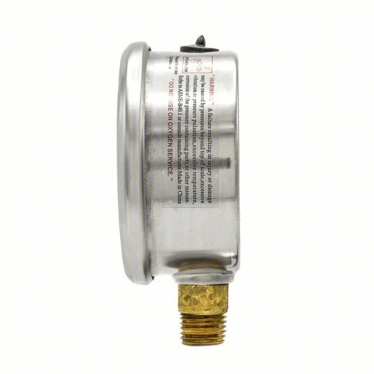 PIC PRO-201L-254P Pressure Gauge, 0 to 3000 psi, 1/4 in MNPT, Stainless Steel, Silver