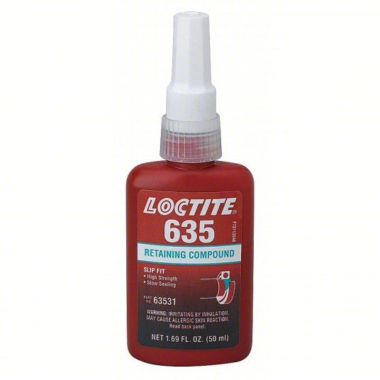Loctite 135516 Retaining Compound 635, 1.7 fl oz, Bottle, Green, High Strength