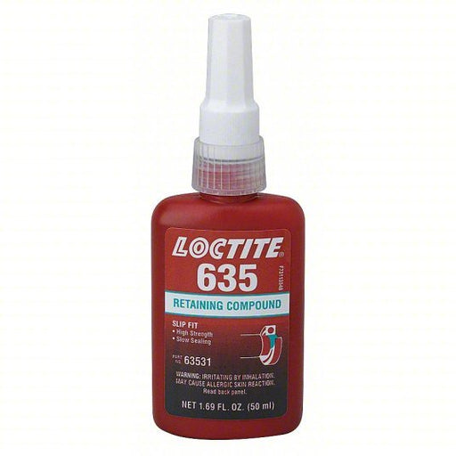 Loctite 135516 Retaining Compound 635, 1.7 fl oz, Bottle, Green, High Strength