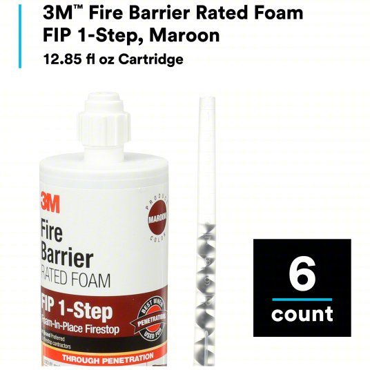 3M FIP 1-STEP Fire Barrier Sealant Caulk, Maroon, Non-Slump/Intumescent