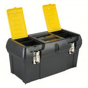 Stanley 019151M Tool Box 19 3/16 in W 10 3/16 in D 9 13/16 in H, Plastic, Black, Hinged Lid, Padlock