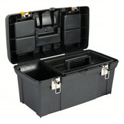 Stanley 019151M Tool Box 19 3/16 in W 10 3/16 in D 9 13/16 in H, Plastic, Black, Hinged Lid, Padlock