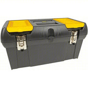 Stanley 019151M Tool Box 19 3/16 in W 10 3/16 in D 9 13/16 in H, Plastic, Black, Hinged Lid, Padlock