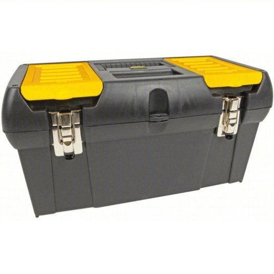 Stanley 019151M Tool Box 19 3/16 in W 10 3/16 in D 9 13/16 in H, Plastic, Black, Hinged Lid, Padlock