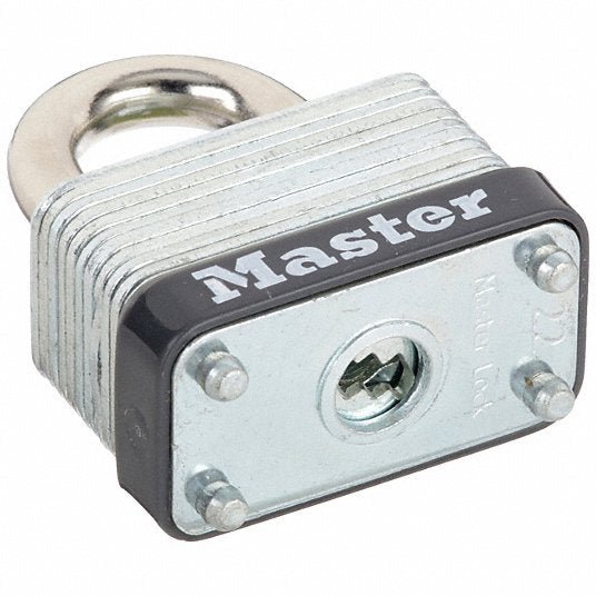 Master Lock 22 Padlock, Keyed Different, Standard Shackle, Rectangular Steel Body, Steel Shackle, 9/16 in W