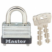 Master Lock 22 Padlock, Keyed Different, Standard Shackle, Rectangular Steel Body, Steel Shackle, 9/16 in W