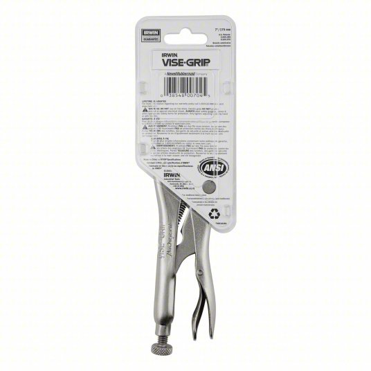 Irwin 7WR Locking Plier Curved, Lever, 1 1/2 in Max Jaw Opening, 7 in Overall Lg, 1 1/4 in Jaw Lg, Plain Grip