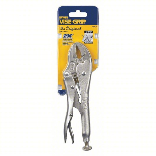 Irwin 7WR Locking Plier Curved, Lever, 1 1/2 in Max Jaw Opening, 7 in Overall Lg, 1 1/4 in Jaw Lg, Plain Grip