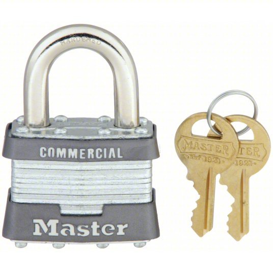 Master Lock 1KA Padlock 15/16 in Vertical Shackle Clearance, 3/4 in Horizontal Shackle Clearance, 2246 Key