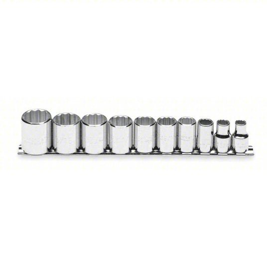 Proto J52118 Socket Set 3/8 in Drive Size, 10 Pieces, 5/16 in to 7/8 in Socket Size Range, (10) 12-Point