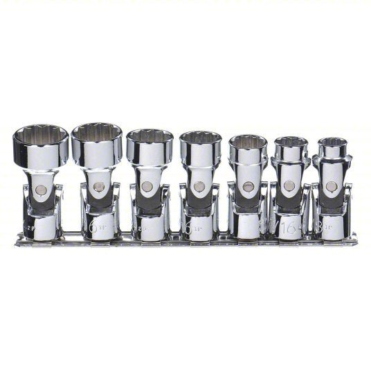 Proto J52102 Socket Set 3/8 in Drive Size, 7 Pieces, 3/8 in to 3/4 in Socket Size Range, (7) 12-Point