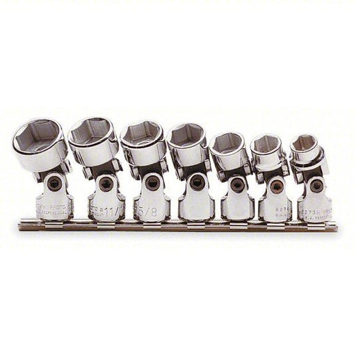 Proto J52100 Socket Set 3/8 in Drive Size, 7 Pieces, 3/8 in to 3/4 in Socket Size Range, (7) 6-Point, Rail