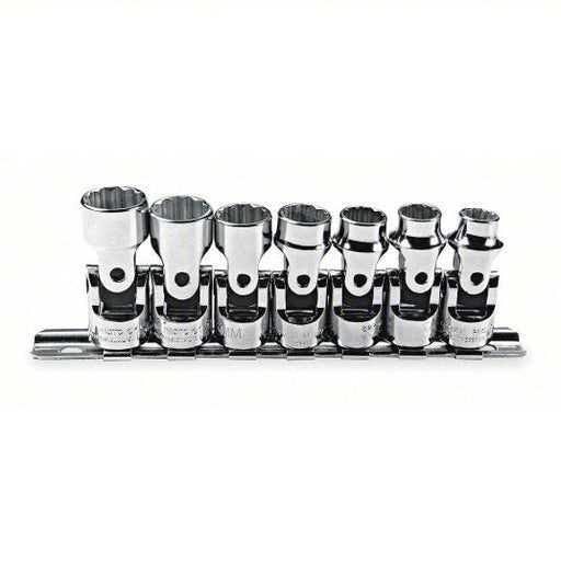 Proto J52200 Socket Set 3/8 in Drive Size, 7 Pieces, 9 mm to 15 mm Socket Size Range, Chrome