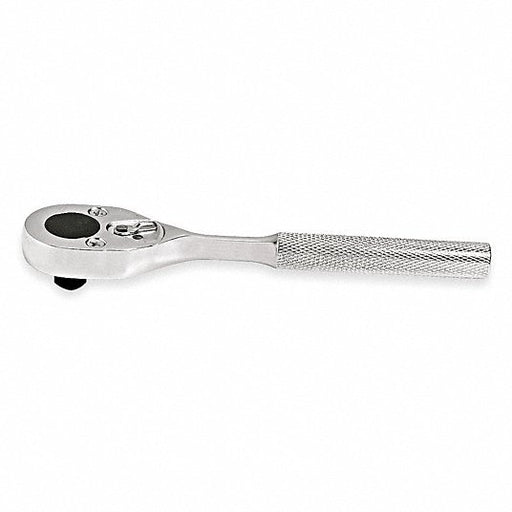 Proto J5249 Hand Ratchet Pear, Reversible, 7 in Overall Lg, Chrome, 15° Min Arc Swing, 3/8 in Drive Size