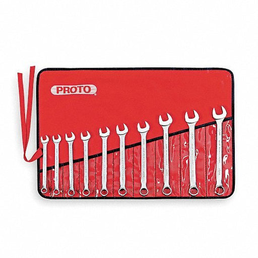 Proto J1200K-MASD Combination Wrench Set Alloy Steel, Satin, 10 Tools, 10 mm to 19 mm Range of Head Sizes