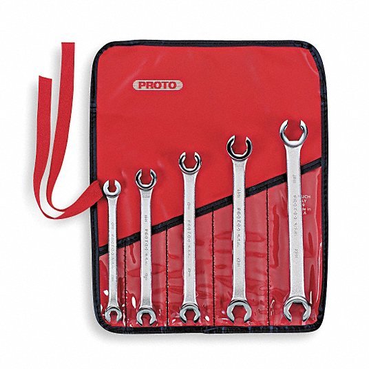 Proto J3700M Flare Nut Wrench Set Alloy Steel, Satin, 5 Tools, 7mm to 17 mm Range of Head Sizes