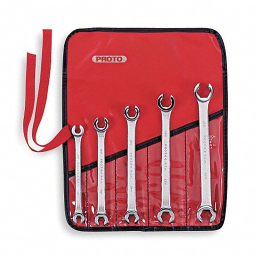 Proto J3700M Flare Nut Wrench Set Alloy Steel, Satin, 5 Tools, 7mm to 17 mm Range of Head Sizes