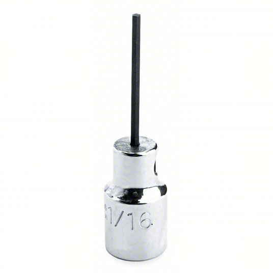 Proto J4770-4M Socket Bit 1/4 in Drive Size, Hex Tip, 4 mm Tip Size, 1 7/8 in Overall Lg, Metric