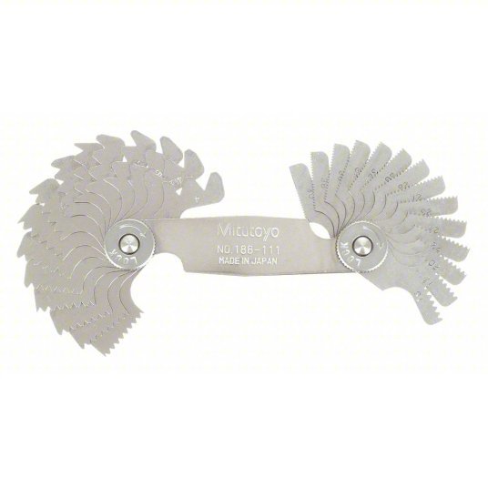 Mitutoyo 188-111 Thread Pitch Gauge Set Unified Inch, 30 Leaves, 4 to 42 TPI